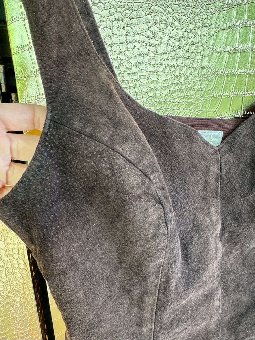 Y2K Cache Brown SUEDE leather Tank Top - Picture 9 of 9